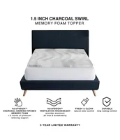 BodiPEDIC 1.5-Inch Charcoal Swirl Memory Foam Mattress Bed Topper