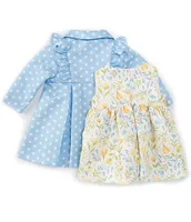 Bonnie Jean Baby Girls Newborn-24 Month Long Sleeve Pique Dot Coat & Dress 2-Piece Set