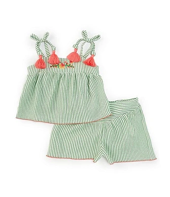 Bonnie Jean Baby Girls Newborn-24 Months Sleeveless Striped Tank Top & Matching Shorts Set