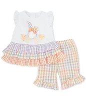 Bonnie Jean Baby Girls Newborn-24Month Flutter Short Sleeve Tiered Bunny Tail Top with Multi Ruffle Leggings