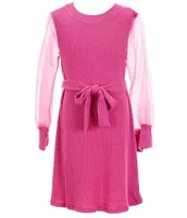 Bonnie Jean Big Girls 7-16 Sheer Blouson Sleeve Sweater Knit A-Line Dress