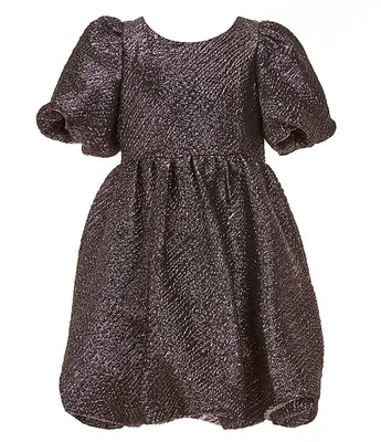 Bonnie Jean Big Girls 7-16 Short Sleeve Metallic Bubble-Skirted Fit-And-Flare Dress