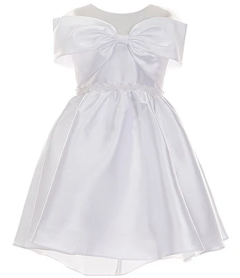 Bonnie Jean Big Girls 7-16 Sleeveless Bow Front Hi Low Mikado Communion Dress