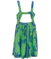 Bonnie Jean Big Girls 7-16 Sleeveless Tropical Print Linen-Blend Dress