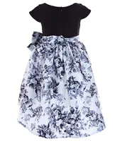 Bonnie Jean Little Girls 2T-6X Cap Sleeve Scuba Bodice/Toile-Mikado Skirt Fit-And-Flare Dress