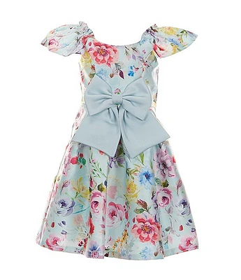 Bonnie Jean Little Girls 2T-6X Flutter-Sleeve Floral-Printed Mikado Fit-And-Flare Dress