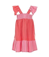 Bonnie Jean Little Girls 2T-6X Flutter Sleeve Mixed-Stripe Empire-Waist Knit Dress