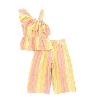 Bonnie Jean Little Girls 4-6X Striped One-Shoulder Tank Top & Matching Pant Set