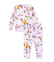 Books To Bed Baby Girls 12-24 Months Long Sleeve Uni The Unicorn Two-Piece Pajamas & Book Set