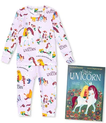 Books To Bed Baby Girls 12-24 Months Long Sleeve Uni The Unicorn Two-Piece Pajamas & Book Set