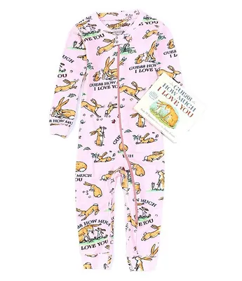 Books To Bed Baby Girls 6-24 Months Long Sleeve Guess How Much I Love You Coverall & Book Set