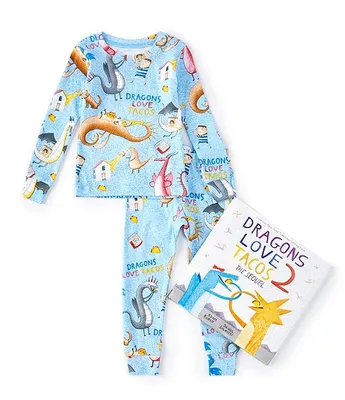 Books To Bed Little/Big Boys 2-10 Dragons Love Tacos 2-Piece Pajamas & Book Set