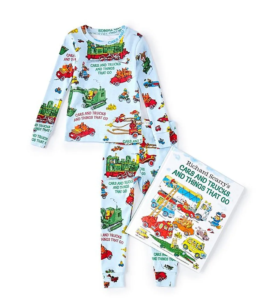 Books To Bed Little Boys 2-6 Cars & Trucks Things That Go Pajamas Book Set