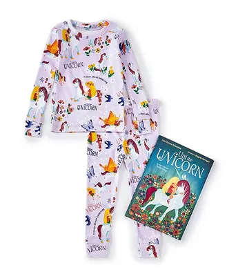 Books To Bed Little/Big Girls 2-10 Uni The Unicorn Two-Piece Pajamas & Book Set