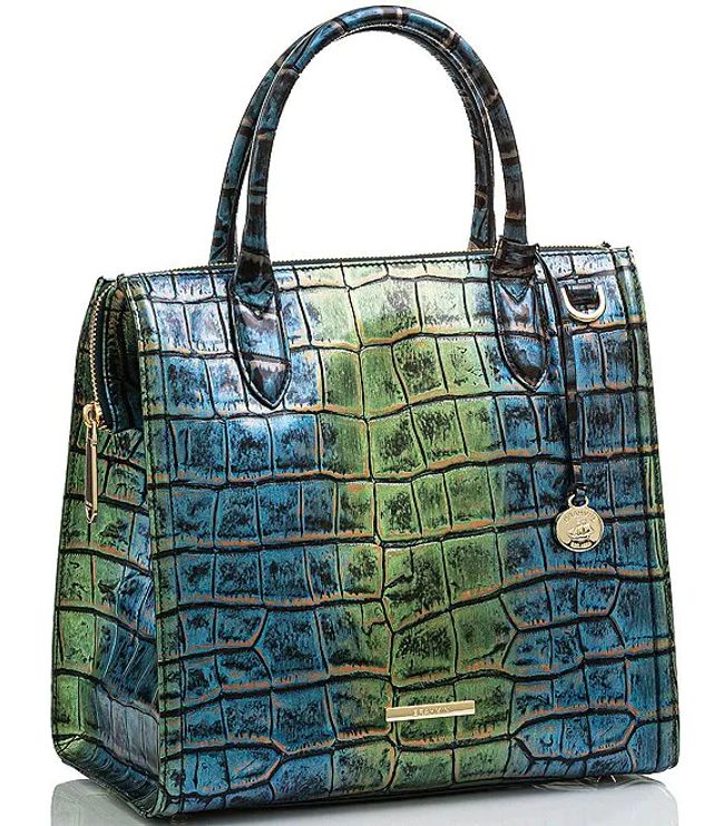 BRAHMIN Melbourne Collection Caroline Crocodile-Embossed Satchel Bag