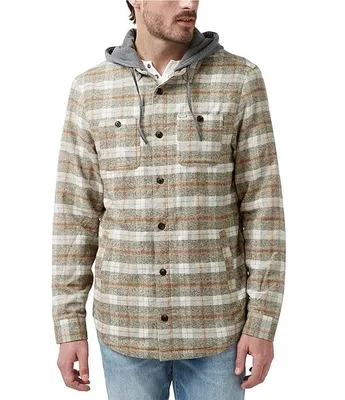 Buffalo David Bitton Long Sleeve Sacket Plaid Hooded Shirt Jacket