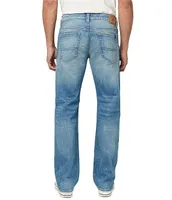 Buffalo David Bitton Sanded Mid-Blue Relaxed Straight Driven Jeans