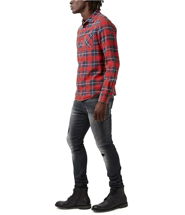 Shane Men's Long-Sleeve Denim Shirt in Indigo Plaid – Buffalo Jeans - US