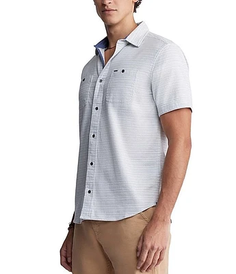 Buffalo David Bitton Sinyl Short Sleeve Horizontal-Stripe Woven Shirt