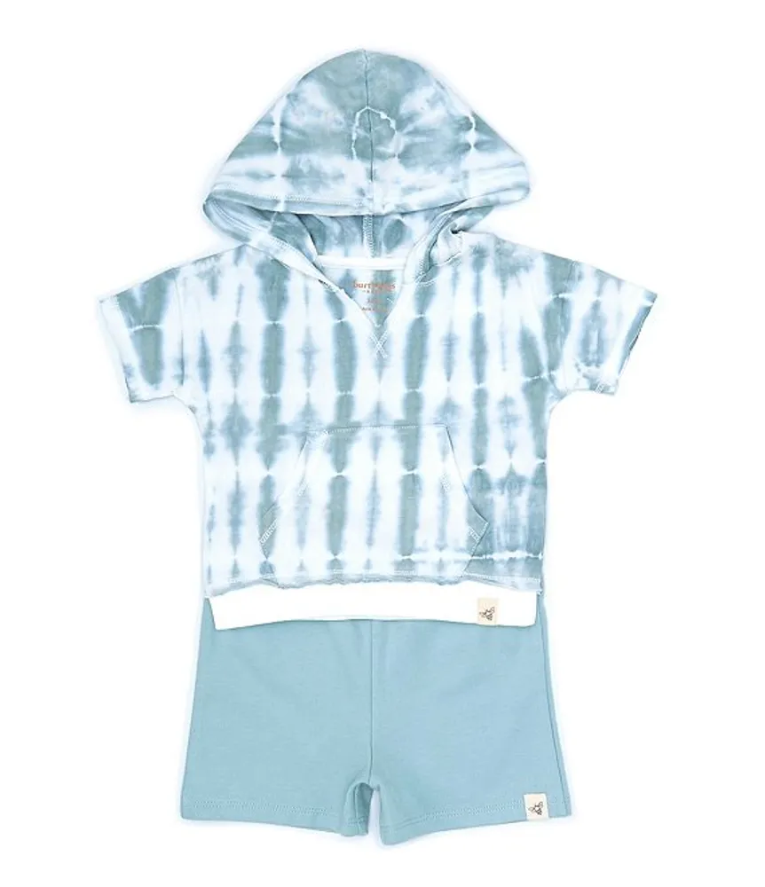 Burt's Bees Baby Boys Newborn-24 Months Boho Tie Dye Hooded Tee and Short Set