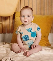 Burt's Bees Baby Boys Newborn-24 Months Short Sleeve Bold Palms Shortall
