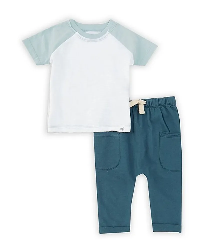 Burt's Bees Baby Newborn-24 Months Short Sleeve Raglan Tee & French Terry Pants Set