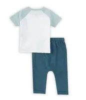 Burt's Bees Baby Newborn-24 Months Short Sleeve Raglan Tee & French Terry Pants Set