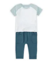 Burt's Bees Baby Newborn-24 Months Short Sleeve Raglan Tee & French Terry Pants Set