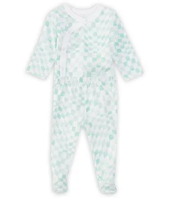 Burt's Bees Baby Boys Newborn-9 Months Wavy Check Wrap Front Bodysuit & Footed Pant Set
