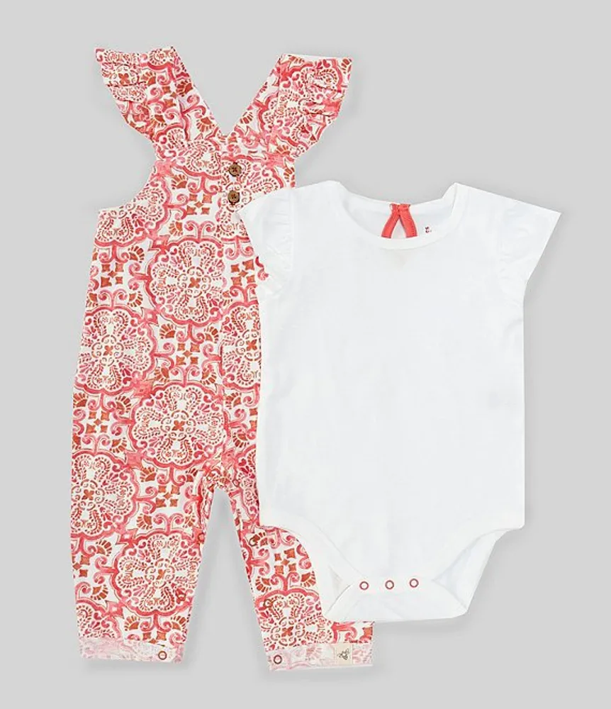 Burt's Bees Baby Girls Newborn-24 Months Boho Tiles Short Sleeve Jumpsuit & Bodysuit Set