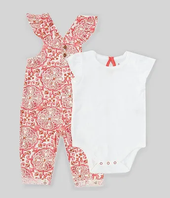 Burt's Bees Baby Girls Newborn-24 Months Boho Tiles Short Sleeve Jumpsuit & Bodysuit Set