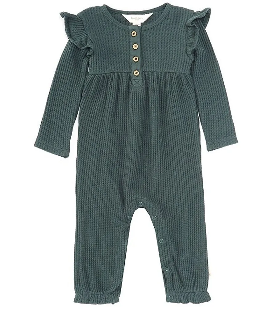 Burt's Bees Baby Girls Newborn-24 Months Long-Sleeve Ruffle Thermal Jumpsuit