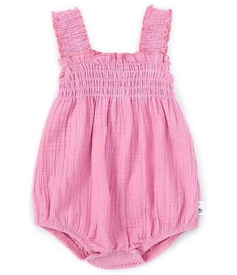 Burt's Bees Baby Girls Newborn-24 Months Sleeveless Smocked-Bodice Romper