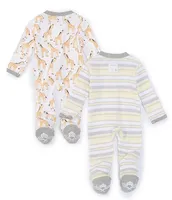 Burt's Bees Baby Newborn-9 Months Long-Sleeve Giraffes/Stripe Loose-Fit 2-Pack Footed Sleeper