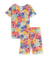 Burt's Bees Little Girls 2T-5T Short-Sleeve Hibiscus-Printed Pajama T-Shirt & Matching Shorts Set