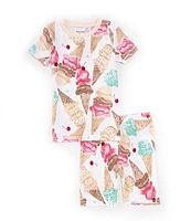 Burt's Bees Little Girls 2T-5T Short-Sleeve Ice Cream-Printed Pajama T-Shirt & Matching Shorts Set