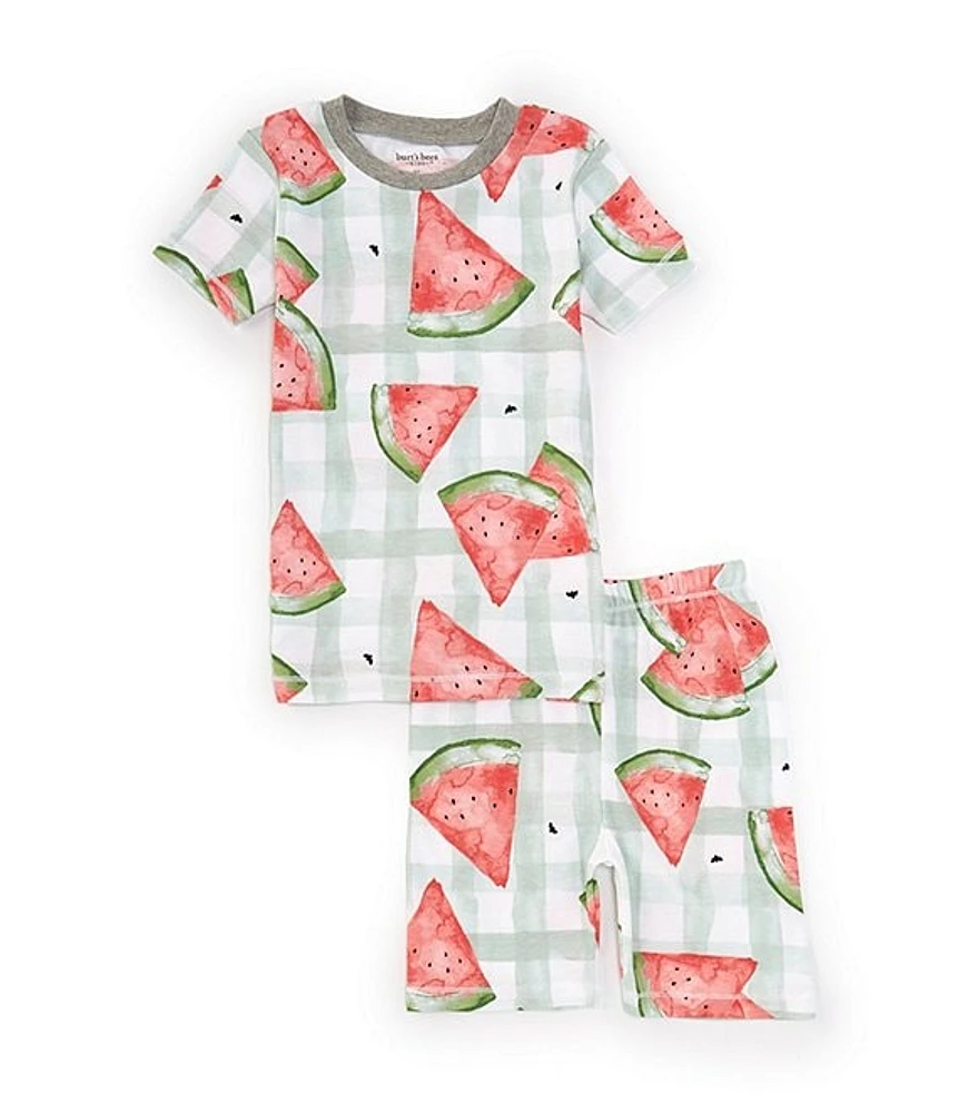 Burt's Bees Little Girls 2T-5T Short-Sleeve Watermelon-Printed Pajama T-Shirt & Matching Shorts Set