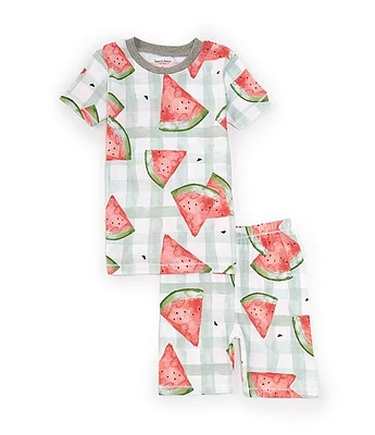 Burt's Bees Little Girls 2T-5T Short-Sleeve Watermelon-Printed Pajama T-Shirt & Matching Shorts Set