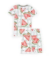 Burt's Bees Little Girls 2T-5T Short-Sleeve Watermelon-Printed Pajama T-Shirt & Matching Shorts Set