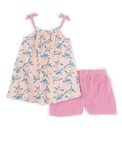 Burt's Bees Little Girls 2T-5T Sleeveless Sea Turtle Tank Top & Solid Shorts Set