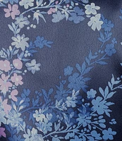 Cabernet Satin 3/4 Sleeve Coordinating Floral Wrap Robe