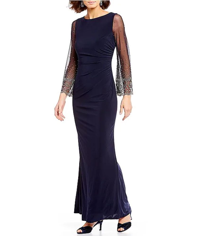 hærge pakistanske Betydning Cachet Illusion Beaded Sleeve Stretch Gown | The Shops at Willow Bend