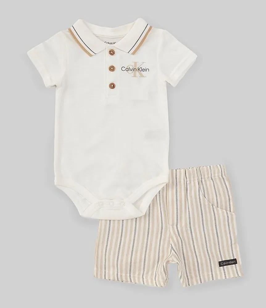 Carter's Baby Boy's 3 Piece Striped Bodysuit, T Shirt, & Short Set