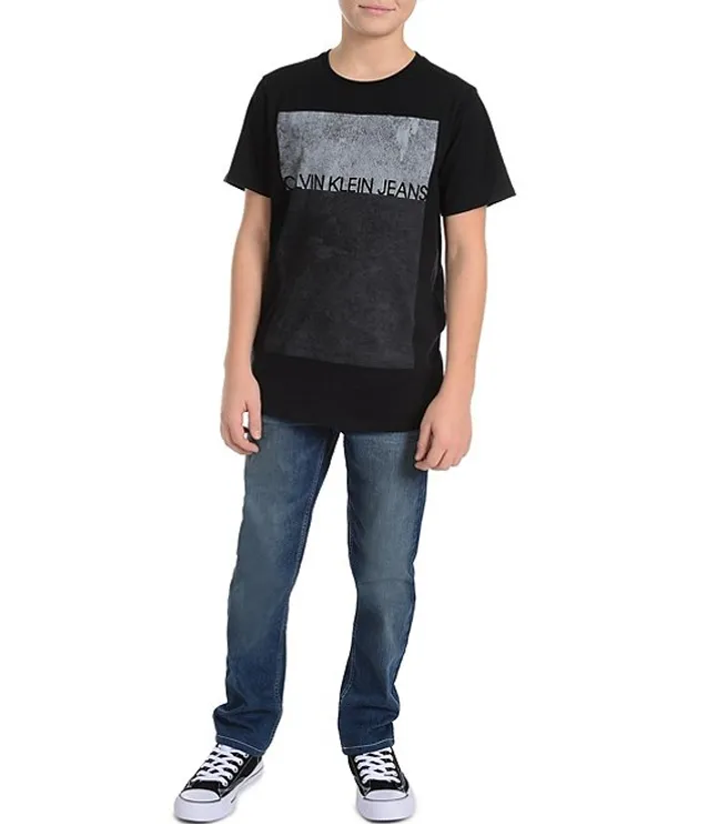 Calvin Klein Little Boys 2T-7 Short Sleeve Striped Jersey Polo Shirt &  Solid Twill Shorts Set