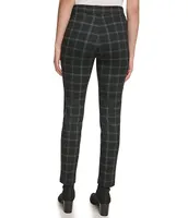 Calvin Klein Bold Plaid Print Flat Front Mid Rise Twill Leggings