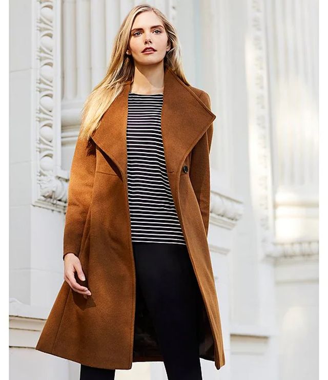 Calvin Klein Envelope Collar Ring Detail Wool Blend Wrap Coat | Alexandria  Mall