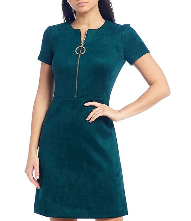 Calvin Klein Faux Suede Short Sleeve Shift Dress | Alexandria Mall