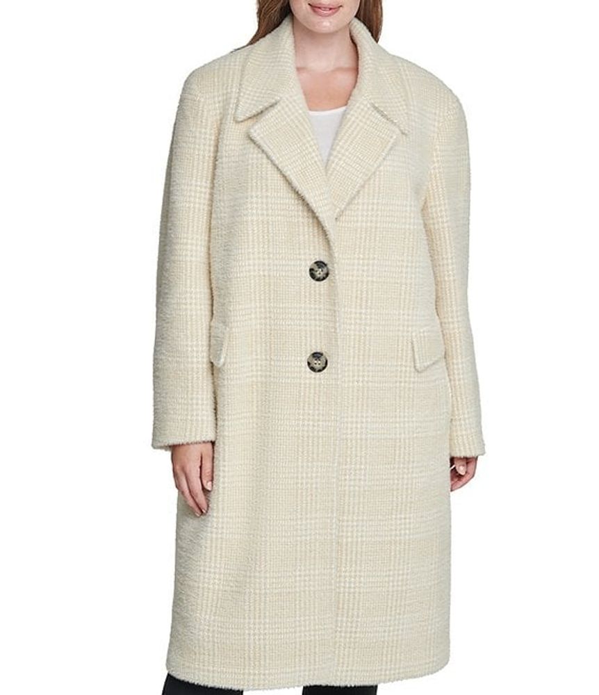 Calvin Klein Plus Single Breasted Wool Blend Plaid Walker Coat | Alexandria  Mall