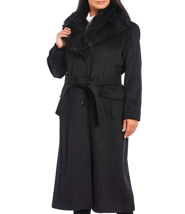 Schatting plannen Nog steeds Calvin Klein Plus Faux Fur Collar Wool Blend Belted Maxi Coat | The Shops  at Willow Bend