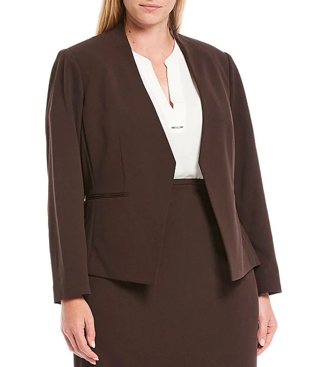 Encyclopedie rijm toewijding Calvin Klein Plus Textured Stretch Suiting Pointed Open Front Jacket |  Pueblo Mall